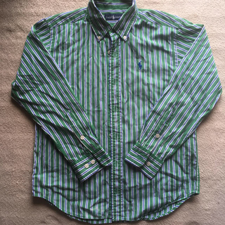 ラルフローレン(Ralph Lauren)のラルフローレン ボーイズ シャツ 140 グリーン ストライプ ボタンダウン(ブラウス)
