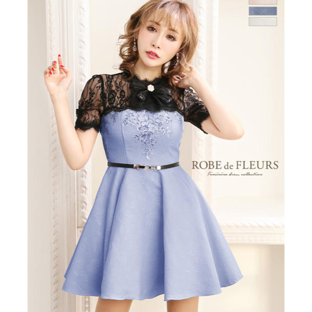 ROBE de FLEURS フレアドレス BLUE