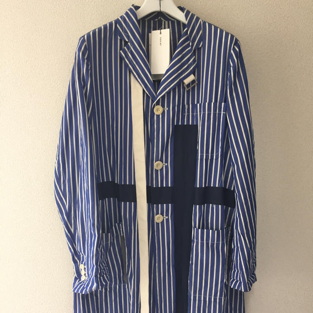 sacai(サカイ)の【定価77760円】sacai 18ss ストライプシャツコート サカイ メンズのジャケット/アウター(チェスターコート)の商品写真