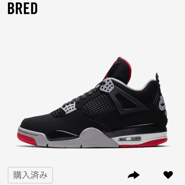 スニーカーAir Jordan 4 Bred 29.5cm