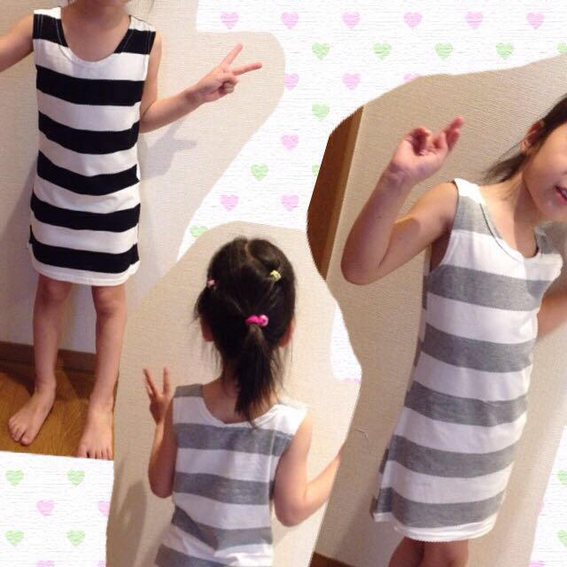 ストライプタンクワンピ キッズ/ベビー/マタニティのキッズ服女の子用(90cm~)(ワンピース)の商品写真