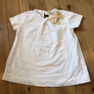 ザラキッズ(ZARA KIDS)の86 ZARA リボン付き ホワイトTシャツ sarabanda サラバンダ (Ｔシャツ)