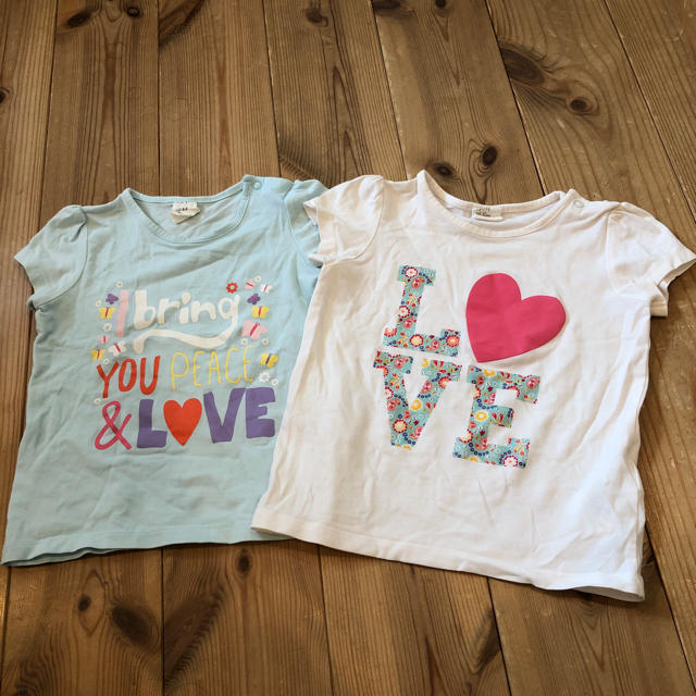 H&M(エイチアンドエム)の80 H&M LOVE Tシャツ 2枚セット キッズ/ベビー/マタニティのベビー服(~85cm)(Ｔシャツ)の商品写真