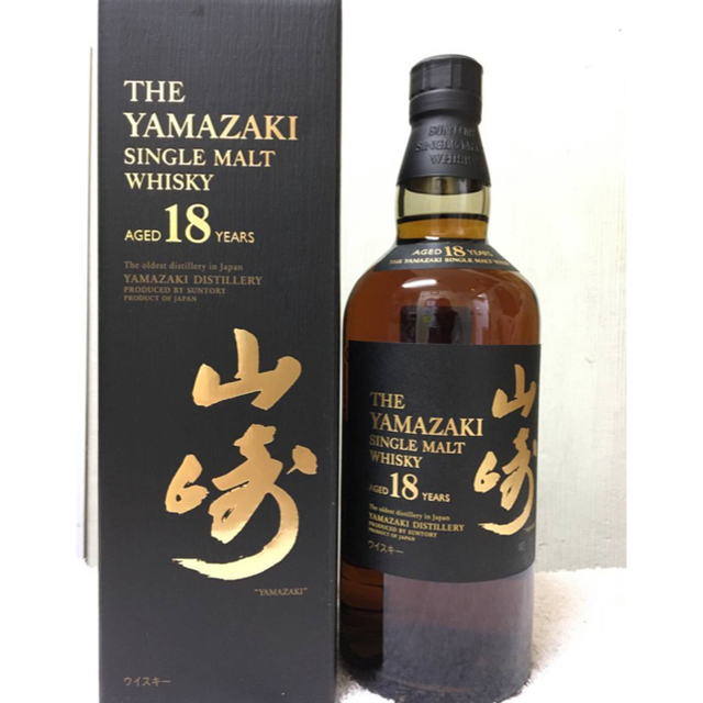 山崎18年 700ml 化粧箱、マイレージシール付きウイスキー