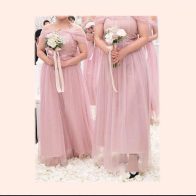 ピンク チュールドレス L レディースのフォーマル/ドレス(ロングドレス)の商品写真