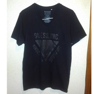 ゲス(GUESS)のGUESS　VネックTシャツ　ブラック(Tシャツ/カットソー(半袖/袖なし))