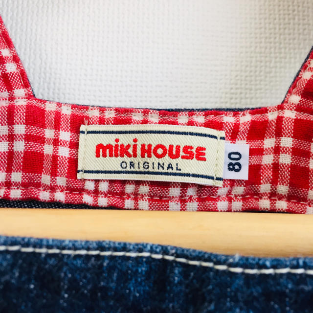 mikihouse(ミキハウス)のミキハウス 美品デニムオーバーオール 80 キッズ/ベビー/マタニティのベビー服(~85cm)(カバーオール)の商品写真
