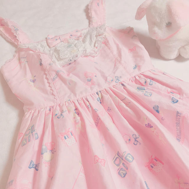 Angelic Pretty(アンジェリックプリティー)のおまけカチューシャつき ♡ Dreamyベビールーム : ジャンパースカート ♡ レディースのワンピース(ひざ丈ワンピース)の商品写真