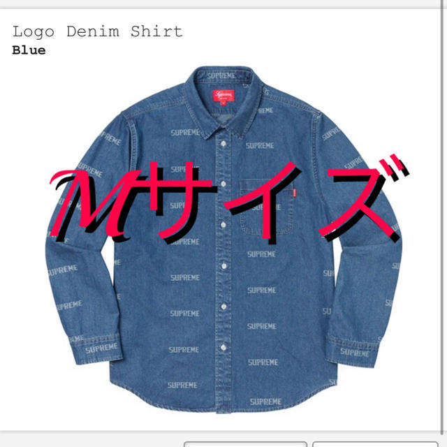 青 Mサイズ Logo Denim Shirt Blue