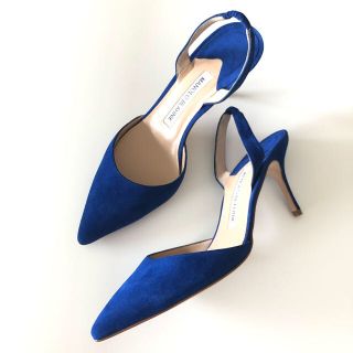 マノロブラニク(MANOLO BLAHNIK)の【極美品】Manolo Blahnik キャロリン ブルー 36 1/2(ハイヒール/パンプス)