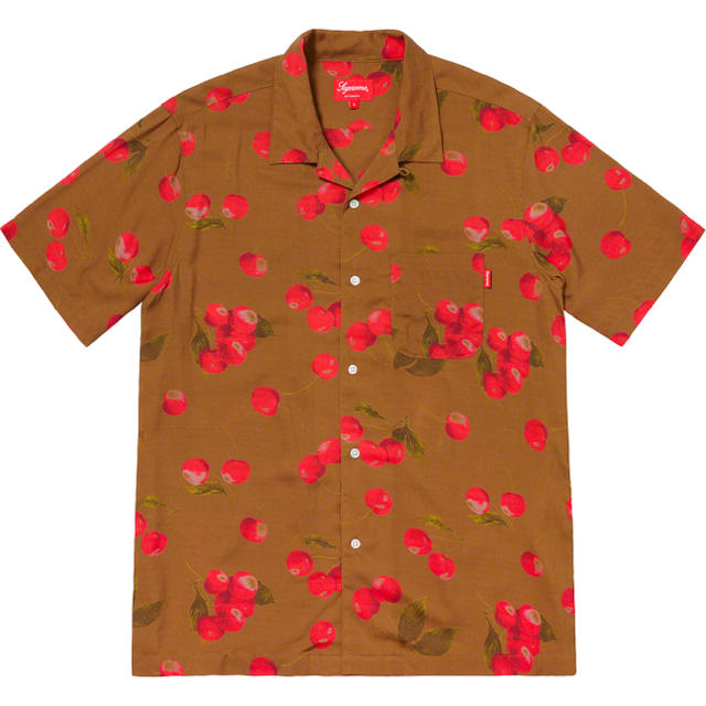 supreme cherry rayon S/S shirt 茶色 S