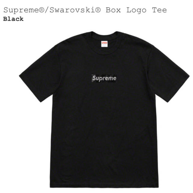 納得できる割引 Supreme - M Black Tee Logo Box Supreme/Swarovski Tシャツ/カットソー(半袖/袖なし)