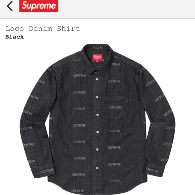 SUPREME★ Logo Denim Shirt 黒 Mサイズ