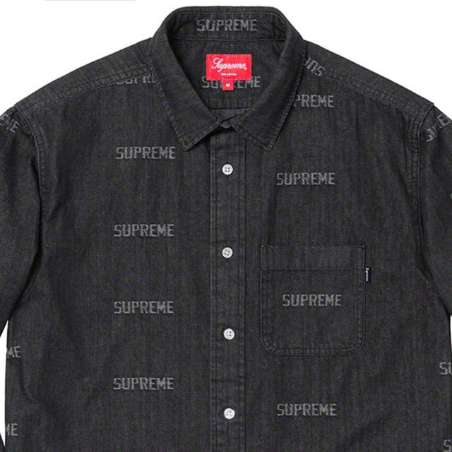 SUPREME★ Logo Denim Shirt 黒 Mサイズ