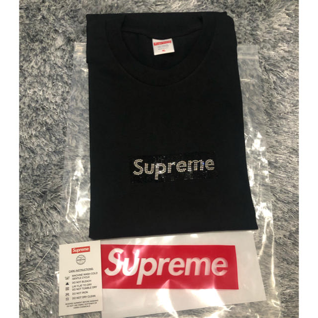 令和記念1日のみSupreme×スワロフスキーボックスロゴTシャツXL黒