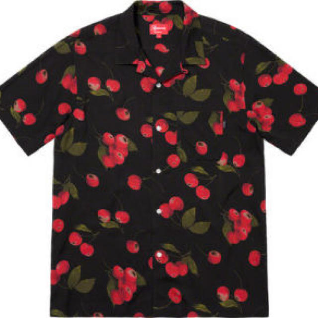 Supreme cherry rayon S/S shirt black Sシャツ