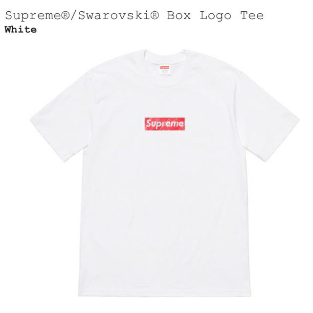 19SS Supreme Swarovski Box Logo Tee LサイズTシャツ/カットソー(半袖/袖なし)