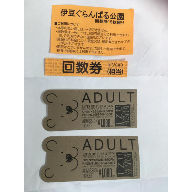 ぐらんぱる公園回数券 テディベアミュージアム割引券 チケットの施設利用券(遊園地/テーマパーク)の商品写真