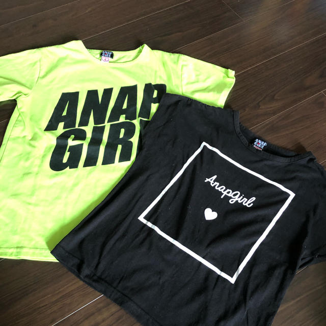 ANAP(アナップ)のmina☺︎様専用ANAP GIRL Tシャツ ２枚セット S キッズ/ベビー/マタニティのキッズ服女の子用(90cm~)(Tシャツ/カットソー)の商品写真