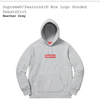 シュプリーム(Supreme)のSupreme swarovski Box Logo hood グレー M(パーカー)