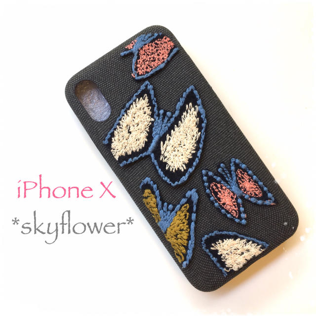 mina perhonen(ミナペルホネン)のskyflower*iPhoneX* ハンドメイドのスマホケース/アクセサリー(スマホケース)の商品写真