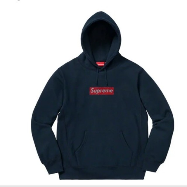 Supreme - Swarovski®  Box Logo Hooded  Navy Sサイズ