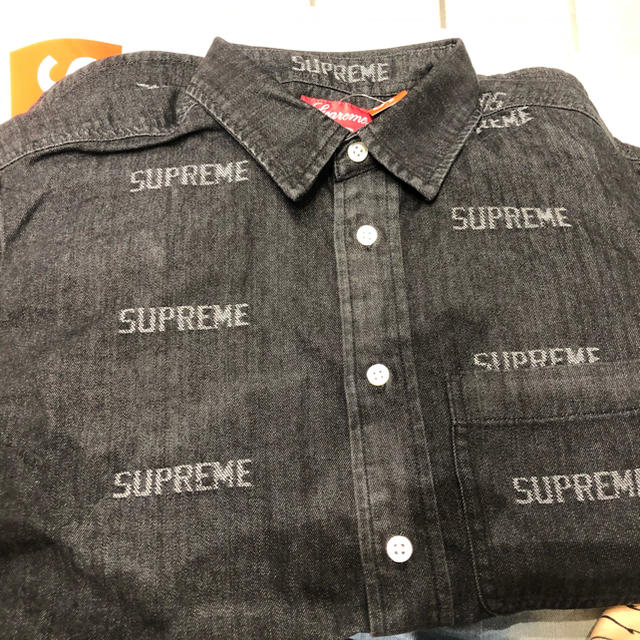 Supreme Logo Denim Shirt S 黒