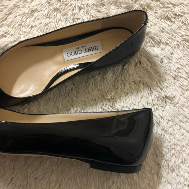 Jimmy Choo エナメル フラットシューズ ポインテッド 37.5