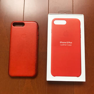アップル(Apple)のiPhone8plus 純正レザーケース オレンジ(iPhoneケース)