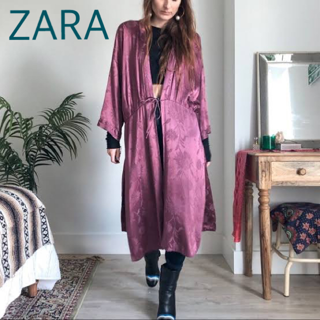 ZARA - sale!新品タグ付☆ZARAザラ☆オリエンタル柄キモノ風コートL
