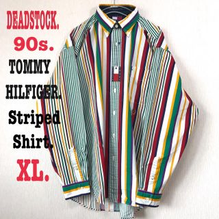 トミーヒルフィガー(TOMMY HILFIGER)のデッドストック 新品 90s トミー ヒルフィガー ストライプシャツ XL相当(シャツ)