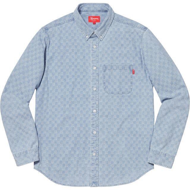 Mサイズ　Checkered Denim Shirt