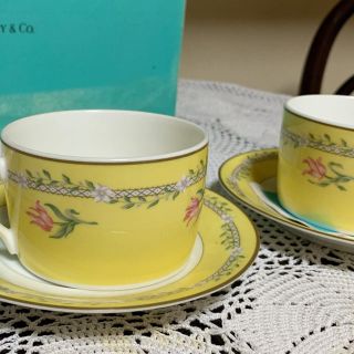 ティファニー(Tiffany & Co.)のティファニー  ピンクチューリップ カップ＆ソーサー  2客(グラス/カップ)