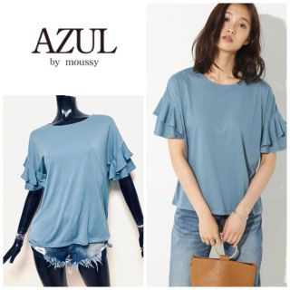 アズールバイマウジー(AZUL by moussy)のAZUL by moussy＊袖フリル半袖プルオーバー(カットソー(半袖/袖なし))