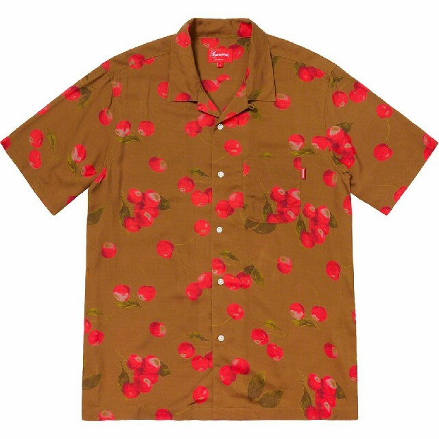 新品 Supreme19ss Cherry Rayon Shirt ブラウンL