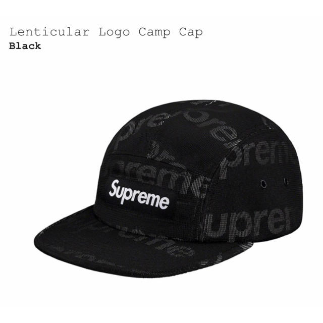 supreme 黒 19SS Lenticular Logo Camp cap