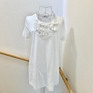 ソニアリキエル(SONIA RYKIEL)のソニアリキエル フラワーフリル チュニック 40(カットソー(半袖/袖なし))