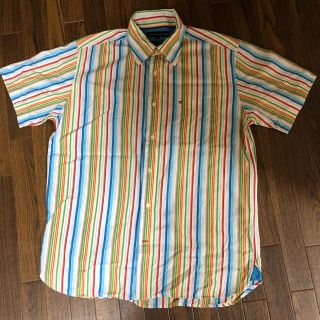 トミーヒルフィガー(TOMMY HILFIGER)の〈used〉トミーヒルフィガー  メンズ M 半袖 シャツ ストライプ(シャツ)