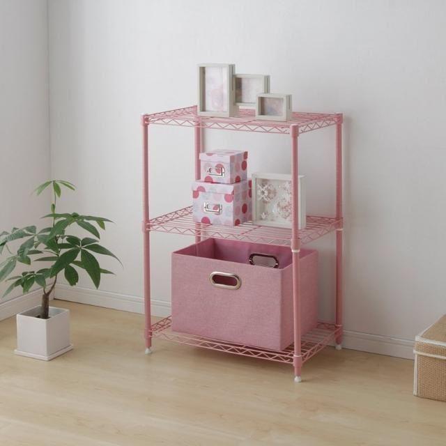 ピンクで可愛い アイリスオーヤマ メタルラック 3段の通販 By ぽっぷん S Shop ラクマ