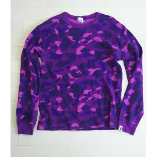 アベイシングエイプ(A BATHING APE)のアベイシングエイプ 紫カモ ワッフルカットソー サイズL(Tシャツ/カットソー(七分/長袖))