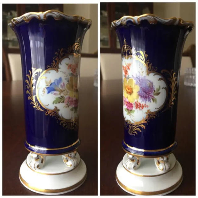 MEISSEN - 【Meissen】古マイセン 最高峰 コバルト金彩フラワー 花瓶ベースの通販 by momos antiques