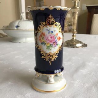 マイセン(MEISSEN)の【Meissen】美品　マイセン  コバルト金彩　フラワーベース　花瓶(花瓶)