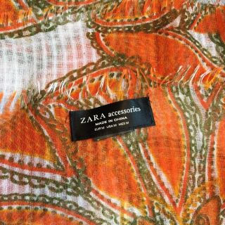 ザラ(ZARA)の【塩キャラメル様 専用】ZARA ストール オレンジ花柄 大判(ストール/パシュミナ)