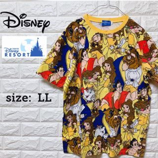 ディズニー(Disney)のDisney ディズニー  美女と野獣  総柄Tシャツ LLサイズ(Tシャツ/カットソー(半袖/袖なし))