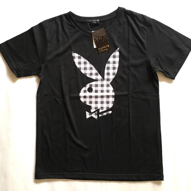 PLAYBOY(プレイボーイ)の新品 未使用 レディース Tシャツ 半袖 プレイボーイ 黒 ブラック うさぎ L レディースのトップス(Tシャツ(半袖/袖なし))の商品写真