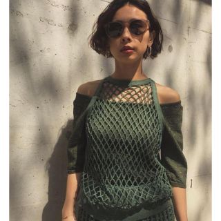 Ameri（アメリ）の「MEDI CROCHET LAYERED KNIT（ニット