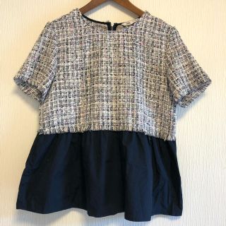 ザラ(ZARA)のZARA ツイードペプラムトップス(カットソー(半袖/袖なし))