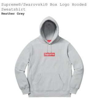 シュプリーム(Supreme)のグレー L supreme swarovski box logo hooded(パーカー)