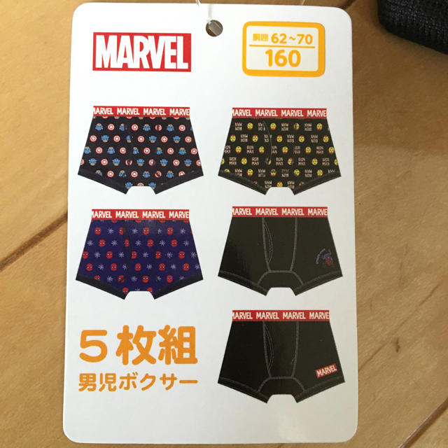 MARVEL(マーベル)のMARVEL5枚組ボクサーパンツ 160 キッズ/ベビー/マタニティのキッズ服男の子用(90cm~)(下着)の商品写真