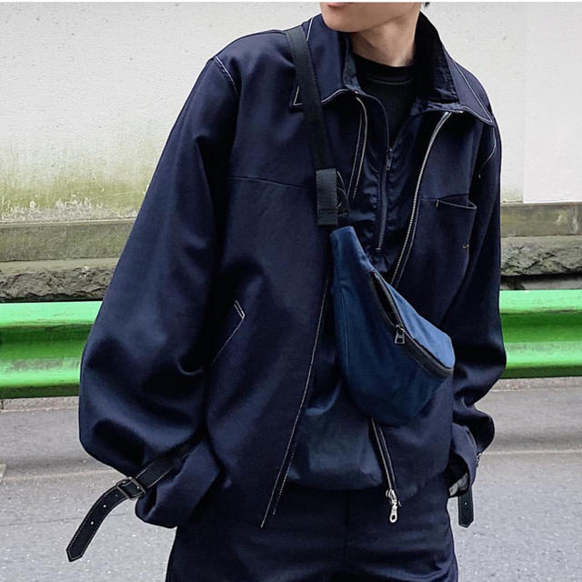 Leather Belted Drizzler Blouson (NAVY) L